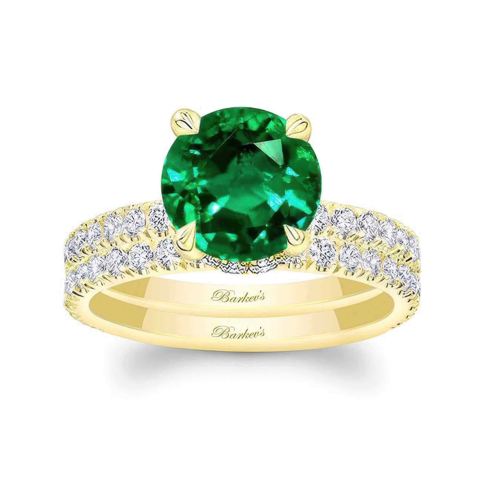 3 Carat Emerald And Diamond Halo Wedding Set