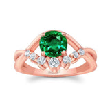 Lab Emerald And Diamond Unique Engagement Ring