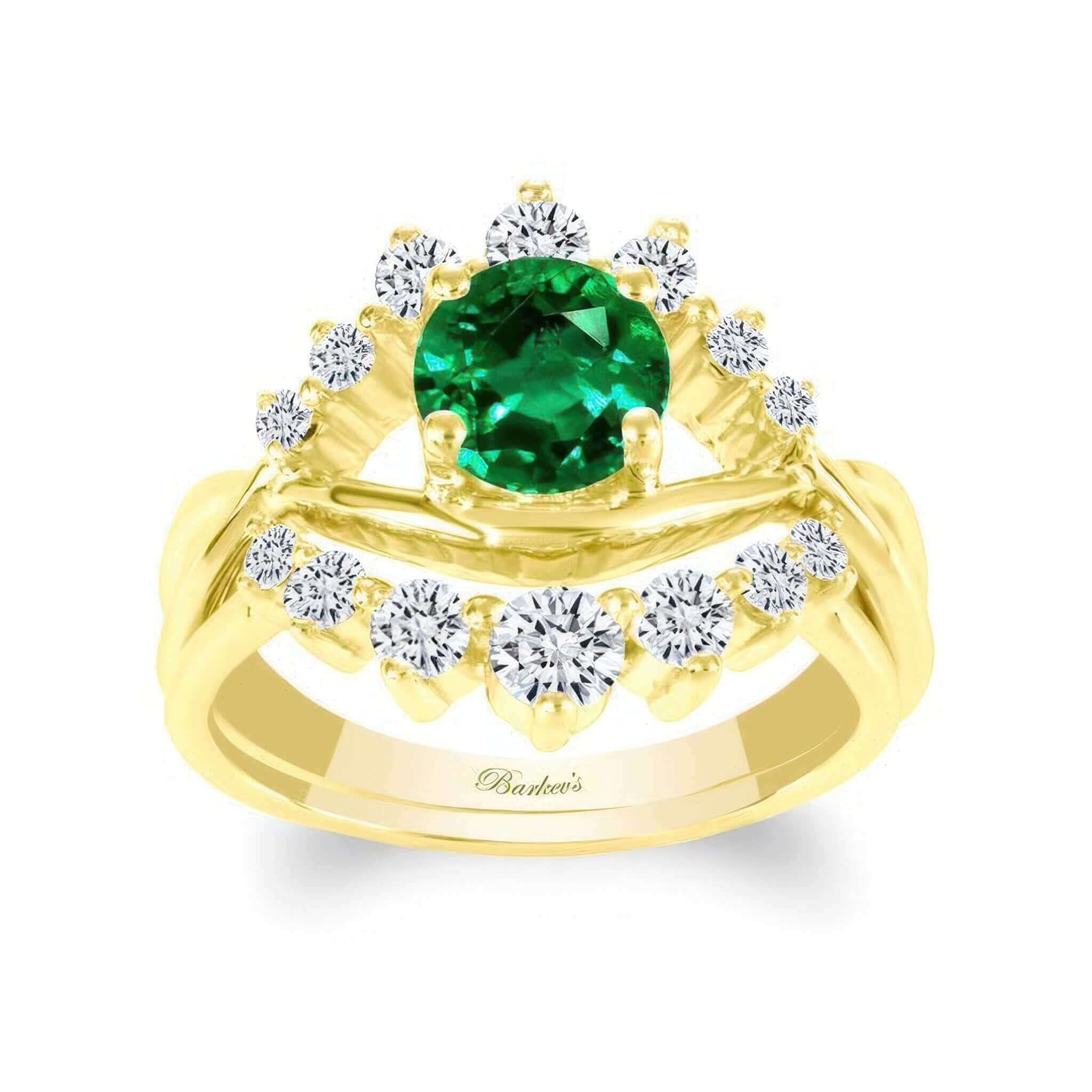 Emerald And Diamond Unique Wedding Set