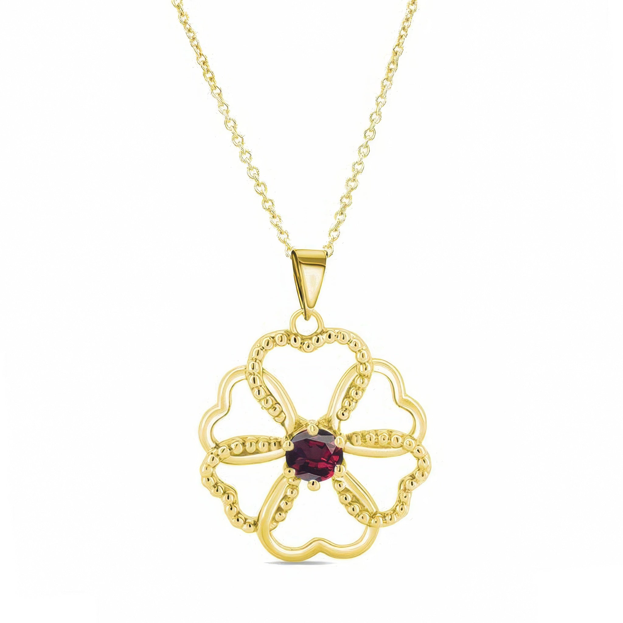 Garnet Intertwined Hearts Necklace