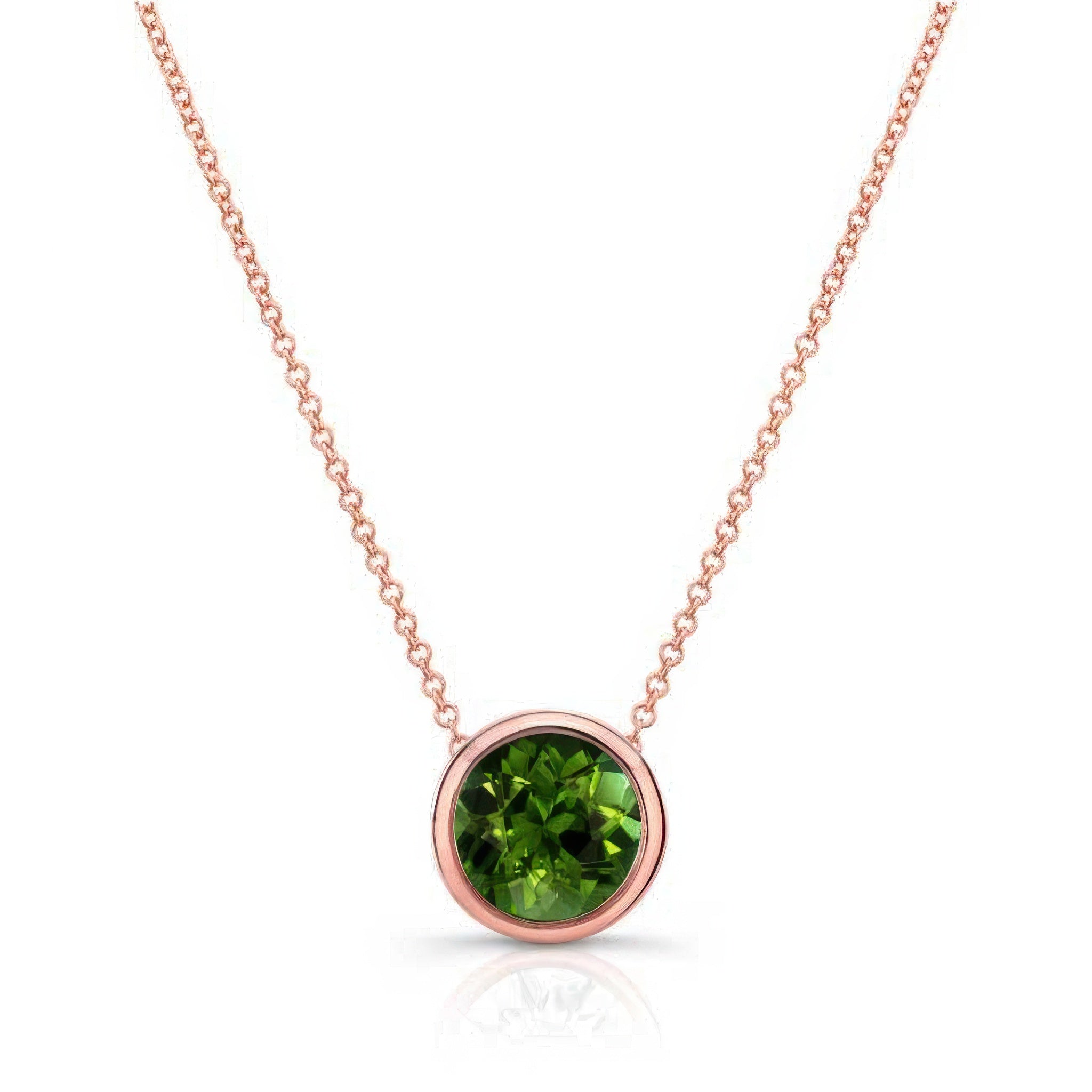 Bezel Green Tourmaline Necklace