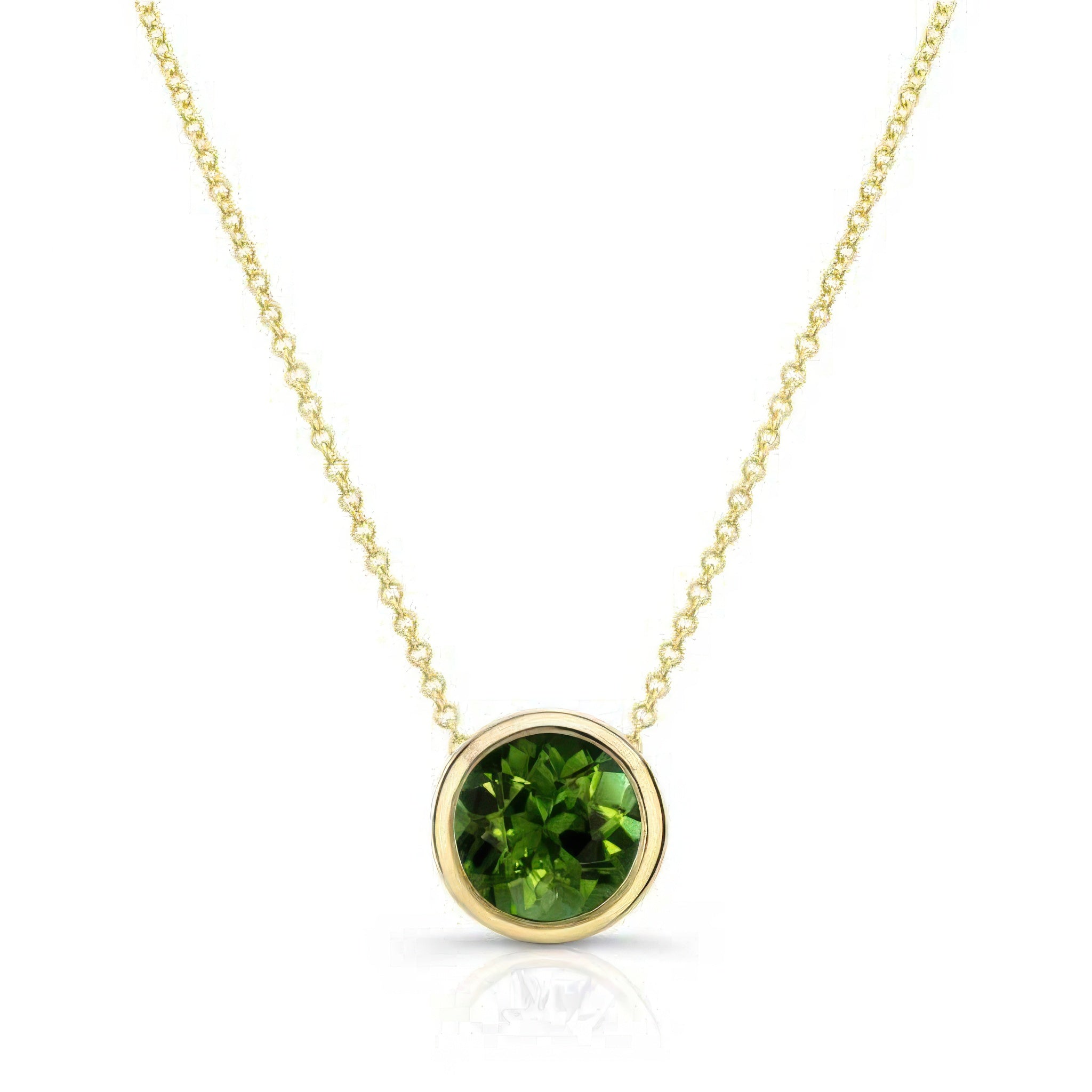 Bezel Green Tourmaline Necklace