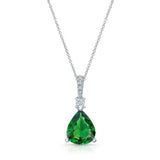 White Gold Green Tourmaline and Diamond Necklace GT-8174N