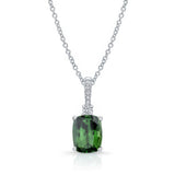 Cushion Green Tourmaline And Diamond Necklace