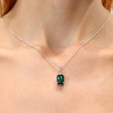 Cushion Green Tourmaline And Diamond Necklace