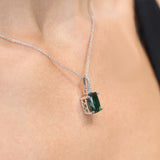 Cushion Green Tourmaline And Diamond Necklace