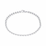 White gold bracelet with linked diamonds on a white background