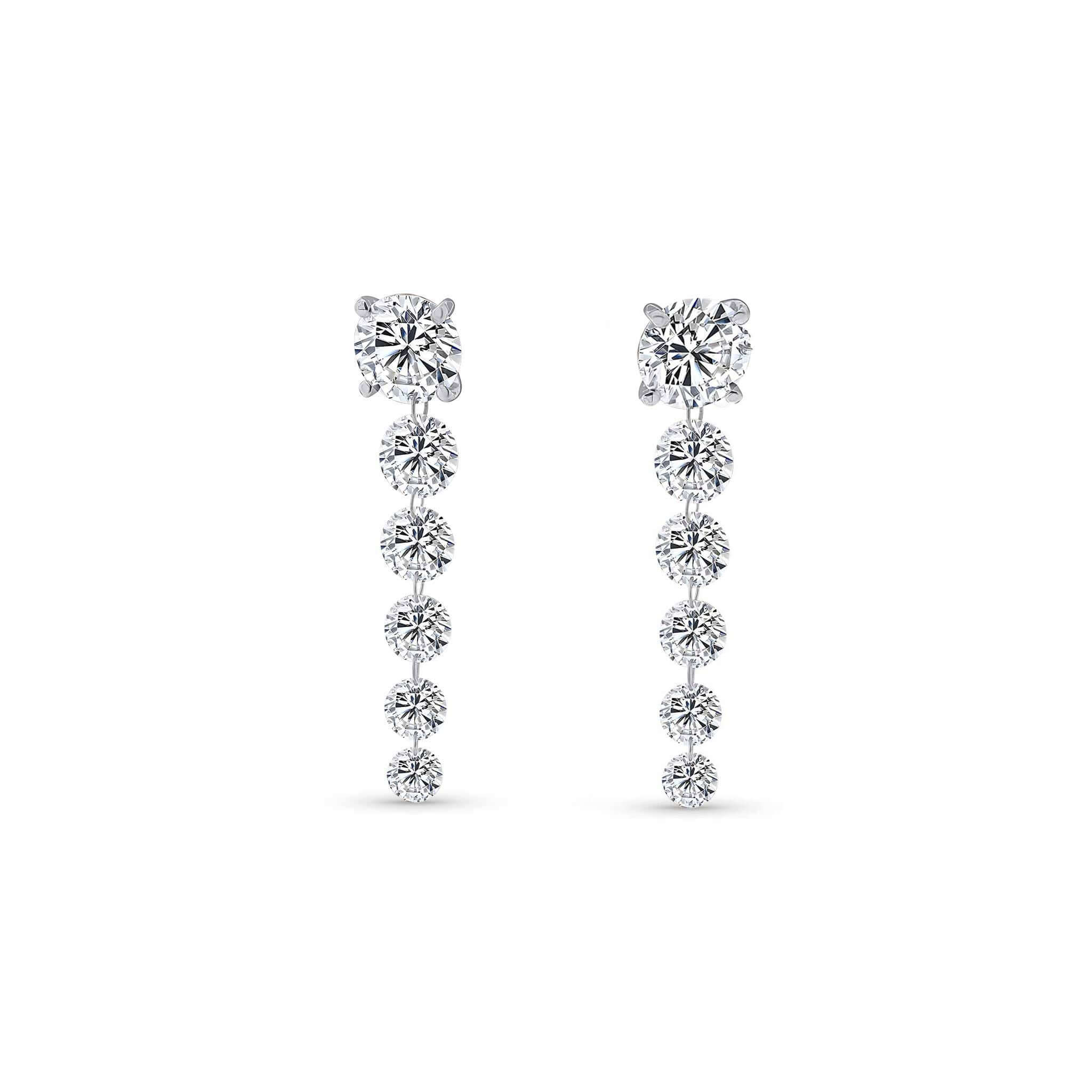 9 Carat Floating Lab Diamond Earrings showcasing a modern drop silhouette with lab-grown diamonds in solid 14k gold.