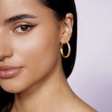 Textured Domed Gold Hoop Earrings