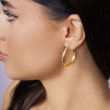 Textured Domed Gold Hoop Earrings