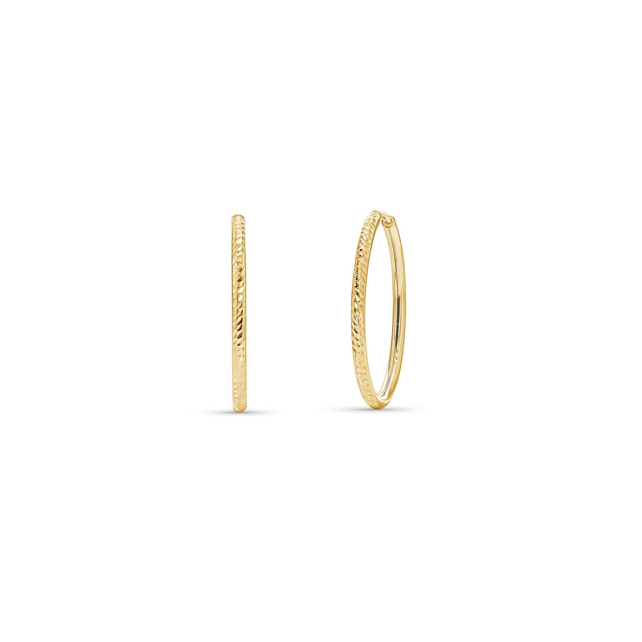 Textured Gold Endless Hoop Earrings