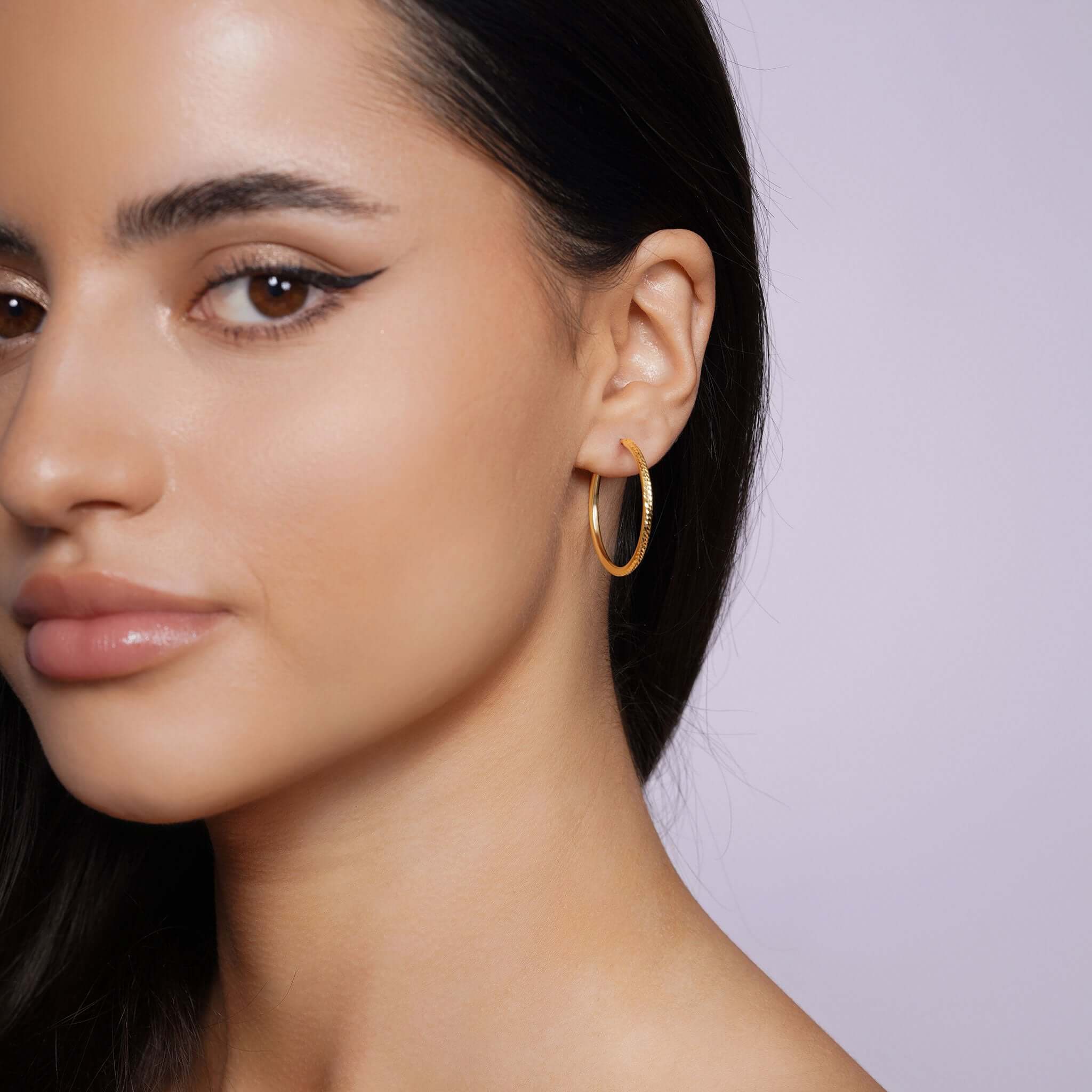 Textured Gold Endless Hoop Earrings