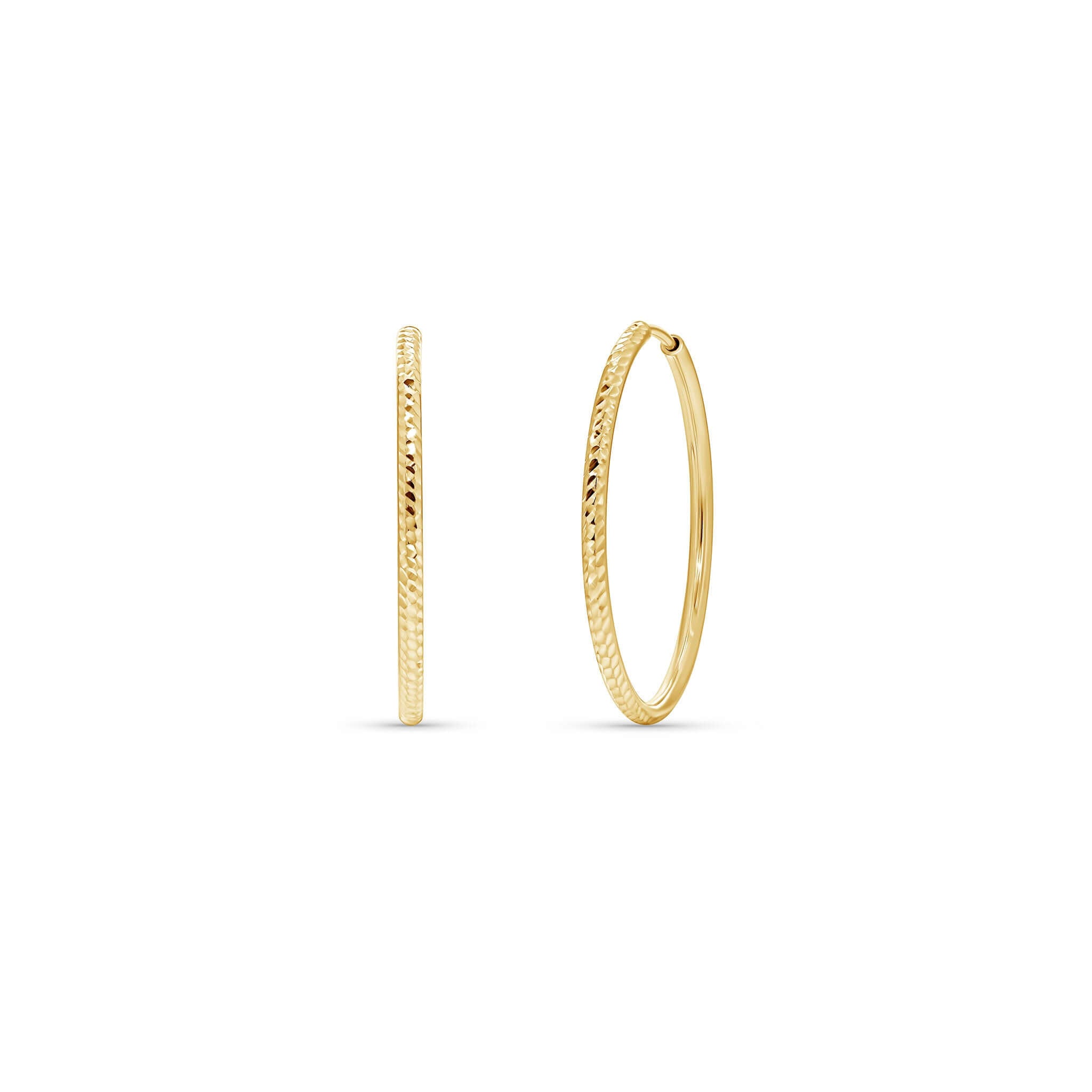 Textured Gold Endless Hoop Earrings