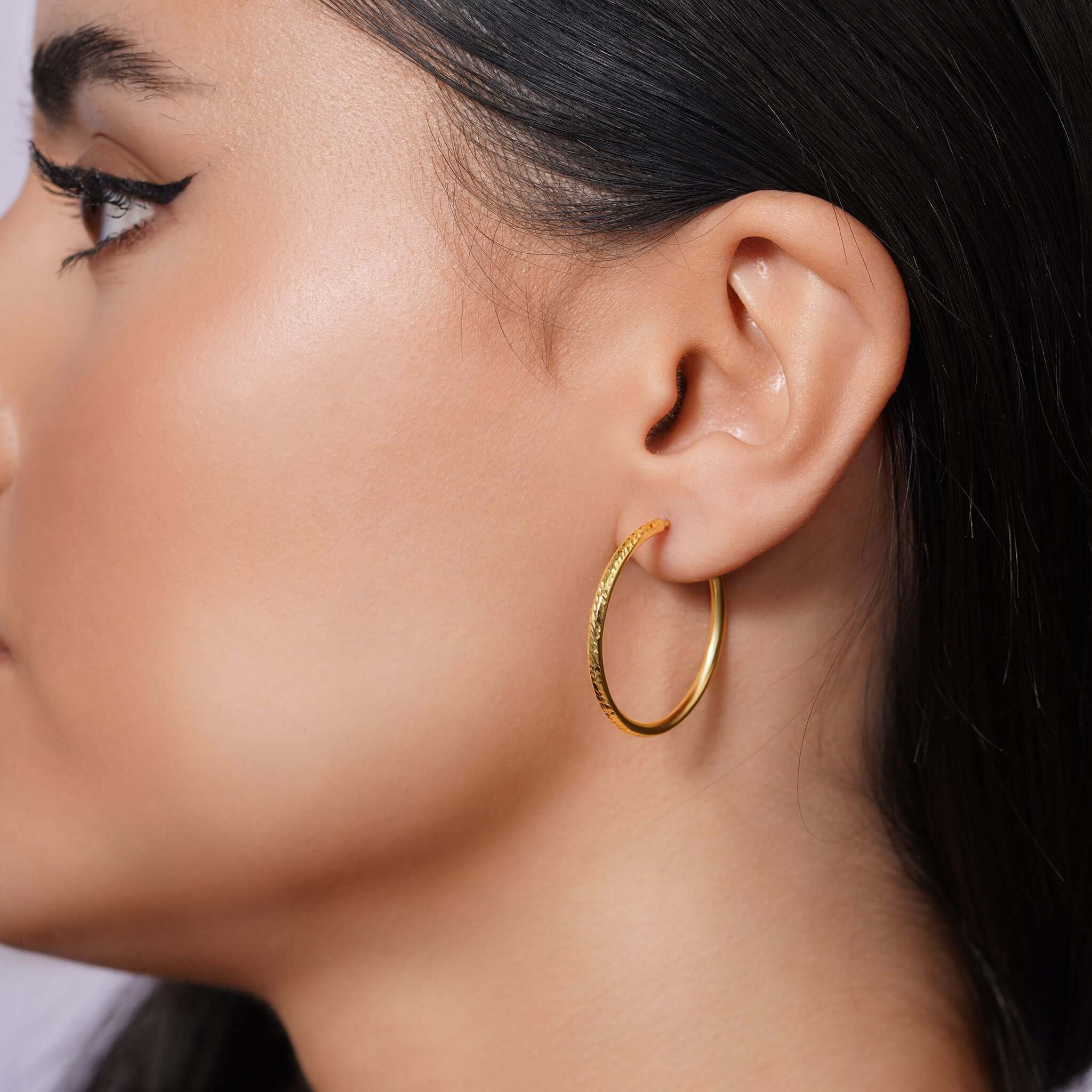 Textured Gold Endless Hoop Earrings