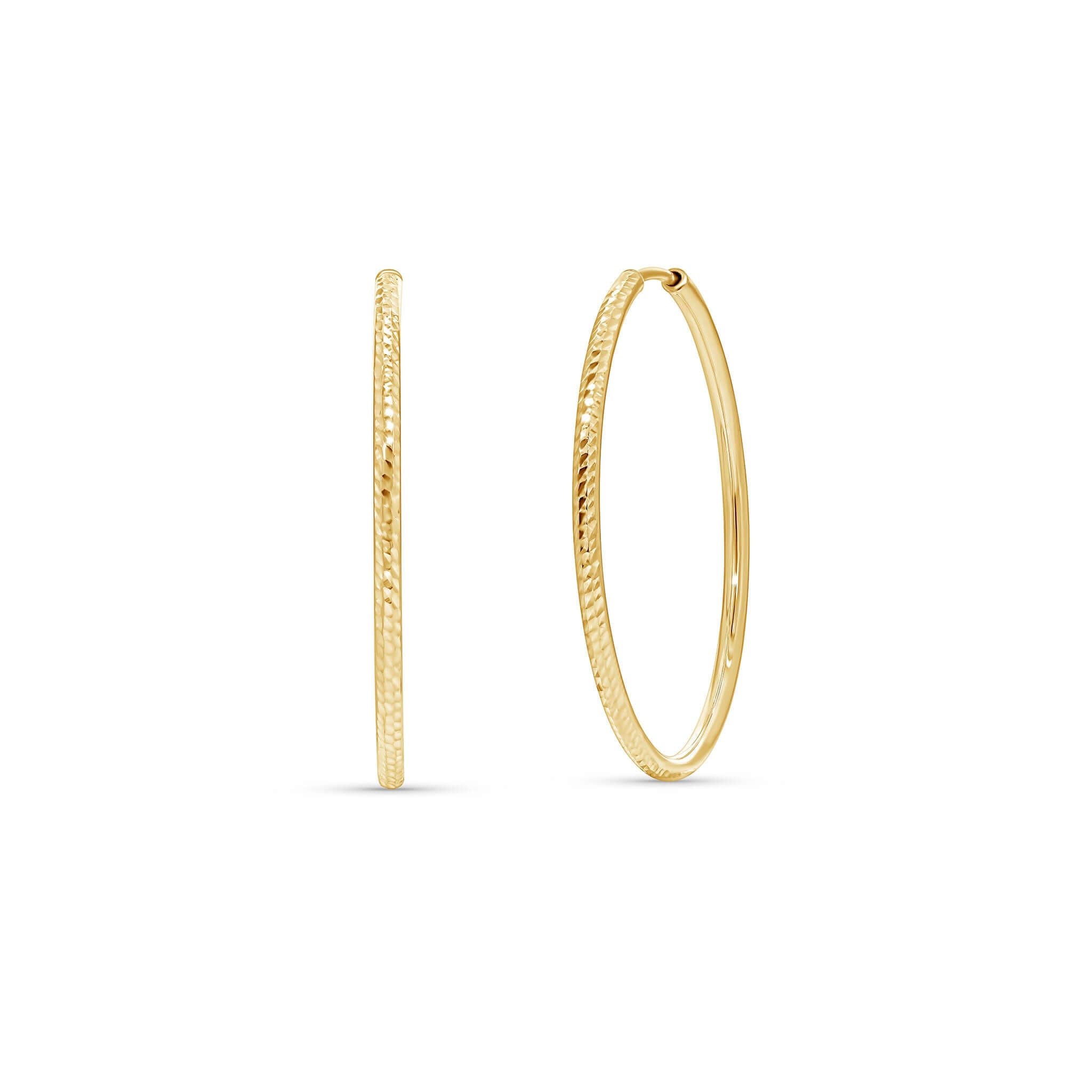 Textured Gold Endless Hoop Earrings