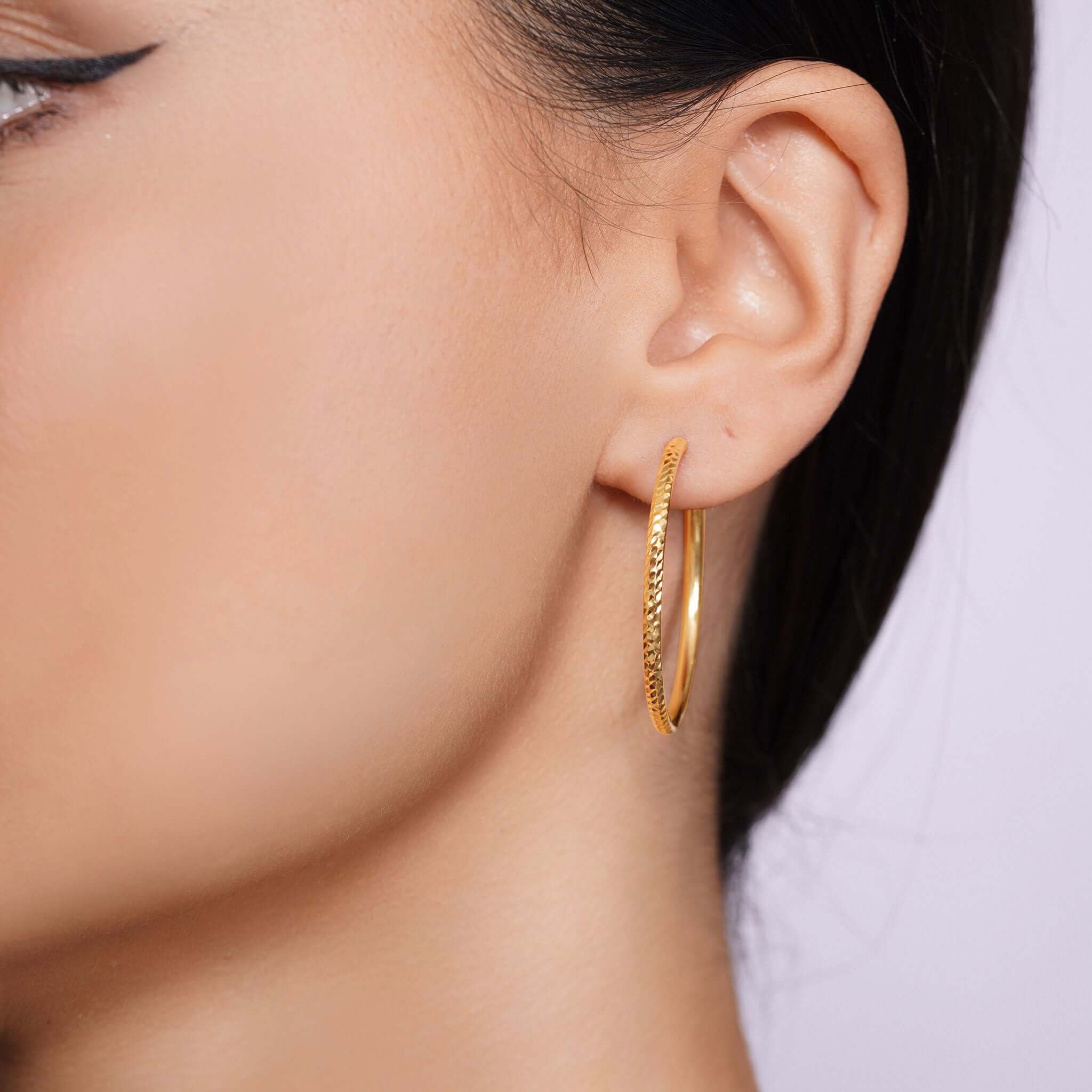 Textured Gold Endless Hoop Earrings