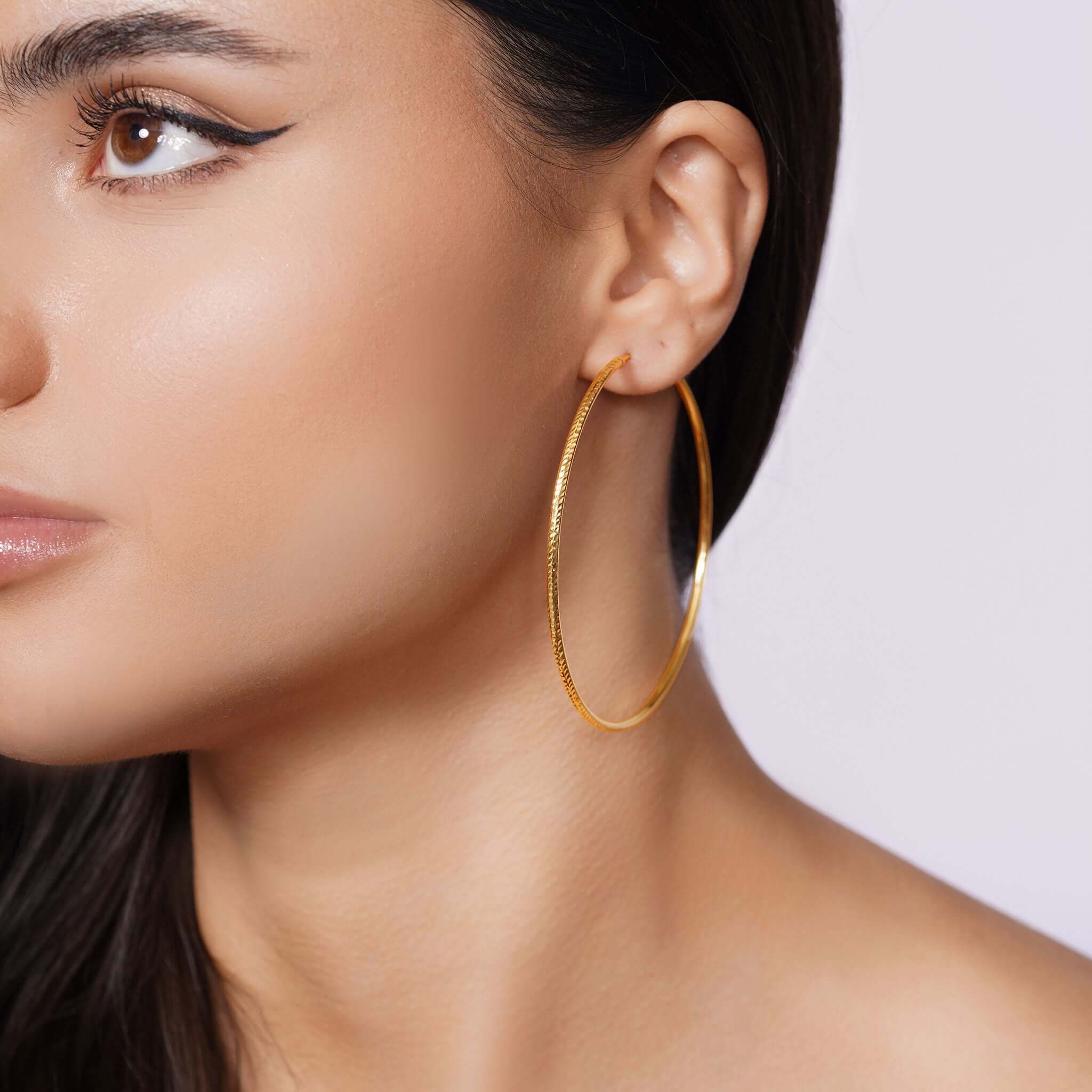 Textured Gold Endless Hoop Earrings
