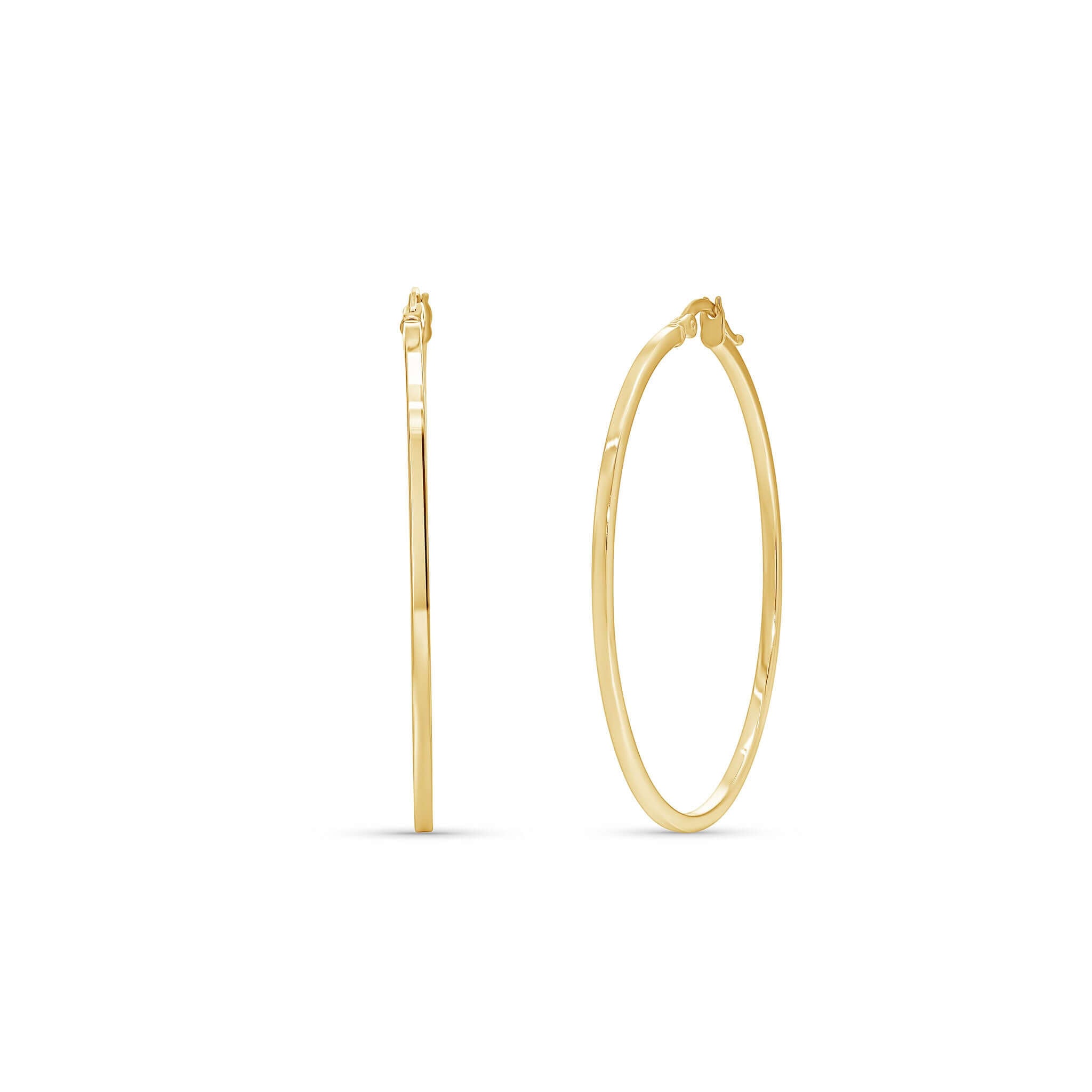 Flat Hoop Gold Earrings