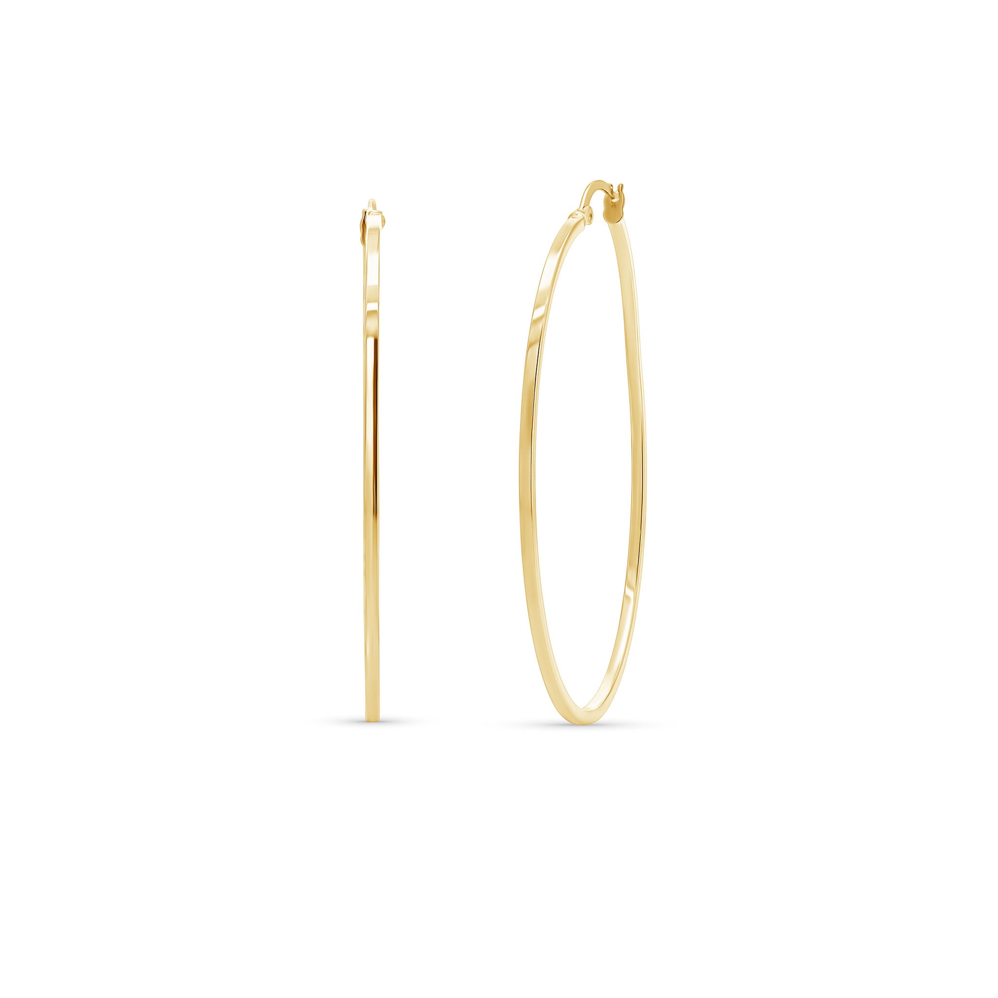 Flat Hoop Gold Earrings