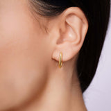 U Shape Plain Gold Huggie Earrings