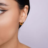 U Shape Plain Gold Huggie Earrings