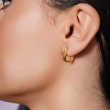 U Shape Plain Gold Huggie Earrings