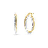 Two Tone Double Hoop Gold Earrings