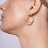 Two Tone Double Hoop Gold Earrings
