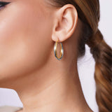 Two Tone Double Hoop Gold Earrings