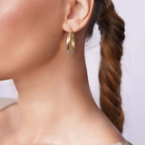 Two Tone Double Hoop Gold Earrings