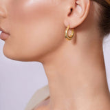 Tapered Hollow Gold Hoop Domed Earrings
