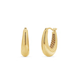 Hollow Tapered Gold Oval Hoop Earrings
