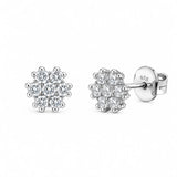 Lab Grown Diamond Flower Cluster Stud Earrings