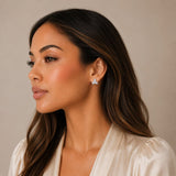 Lab Grown Diamond Three-Petal Pavé Flower Stud Earrings