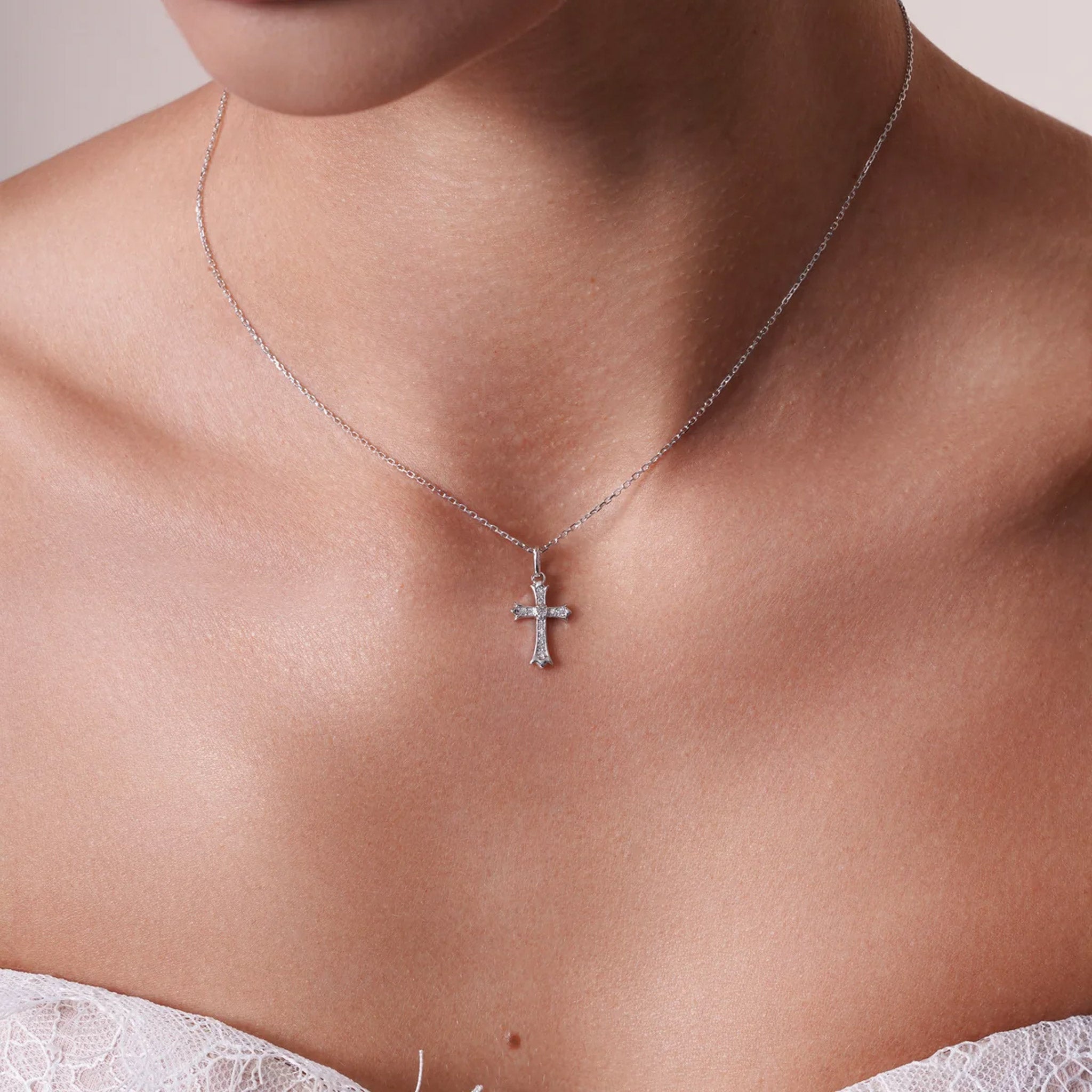 Lab Grown Diamond Flared Cross Necklace