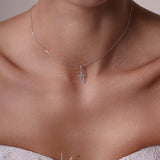 Silver Lab Grown Diamond Cross Necklace
