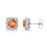 1.00ct. Cushion Citrine Halo Studs