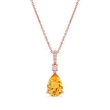 Pear Shape Citrine And Diamond Necklace
