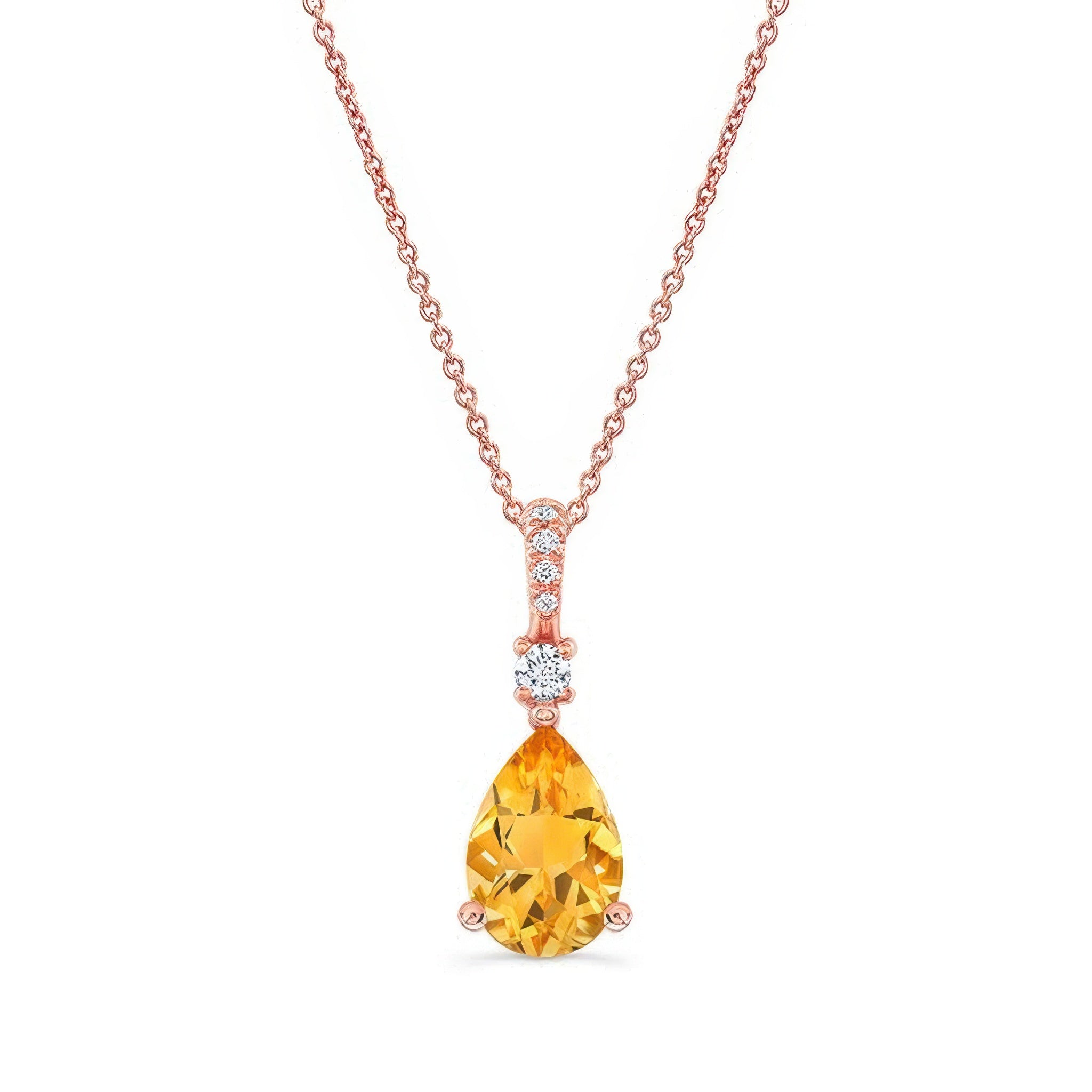 Pear Shape Citrine And Diamond Necklace