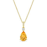 Pear Shape Citrine And Diamond Necklace