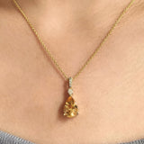 Pear Shape Citrine And Diamond Necklace
