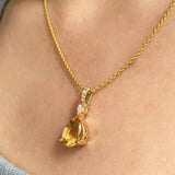 Pear Shape Citrine And Diamond Necklace