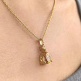 Pear Shape Citrine And Diamond Necklace