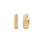 Two Tone Textured Oval Gold Earrings
