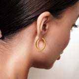 Two Tone Textured Oval Gold Earrings