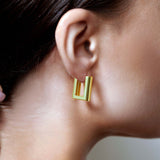 U Shape Thick Plain Gold Earrings