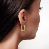 U Shape Thick Plain Gold Earrings