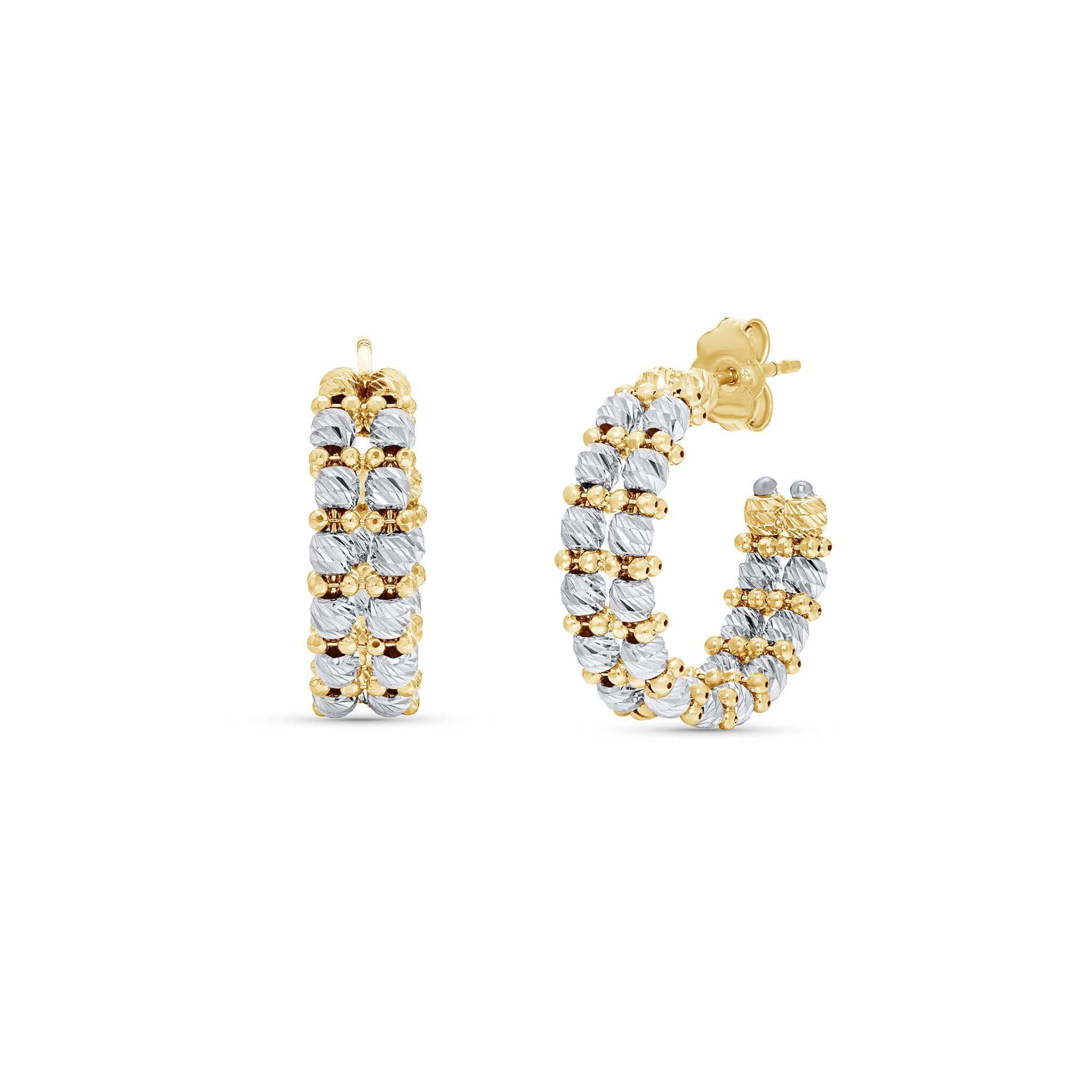 Diamond Cut Gold Ball Earrings
