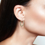 One Row Diamond Cut Gold Ball Earrings