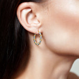 One Row Diamond Cut Gold Ball Earrings
